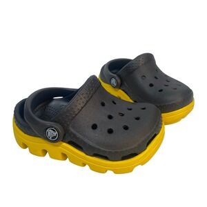 Kids Crocs Clogs Black Yellow Size C 4/5 Toddler Youth Shoes Slip On